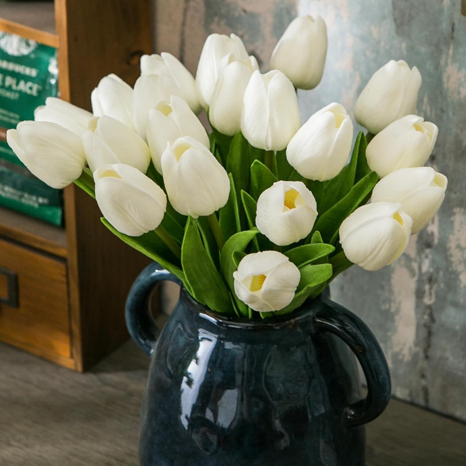10-20× White Artificial Tulip Fake Flowers Real Touch Pop Wedding Home Decor US