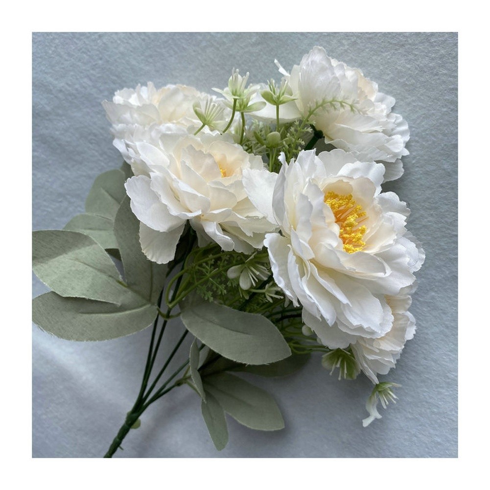 Realistic Peony Silk Flower Arrangement 6 Heads 35cm Height for Indoor Decor