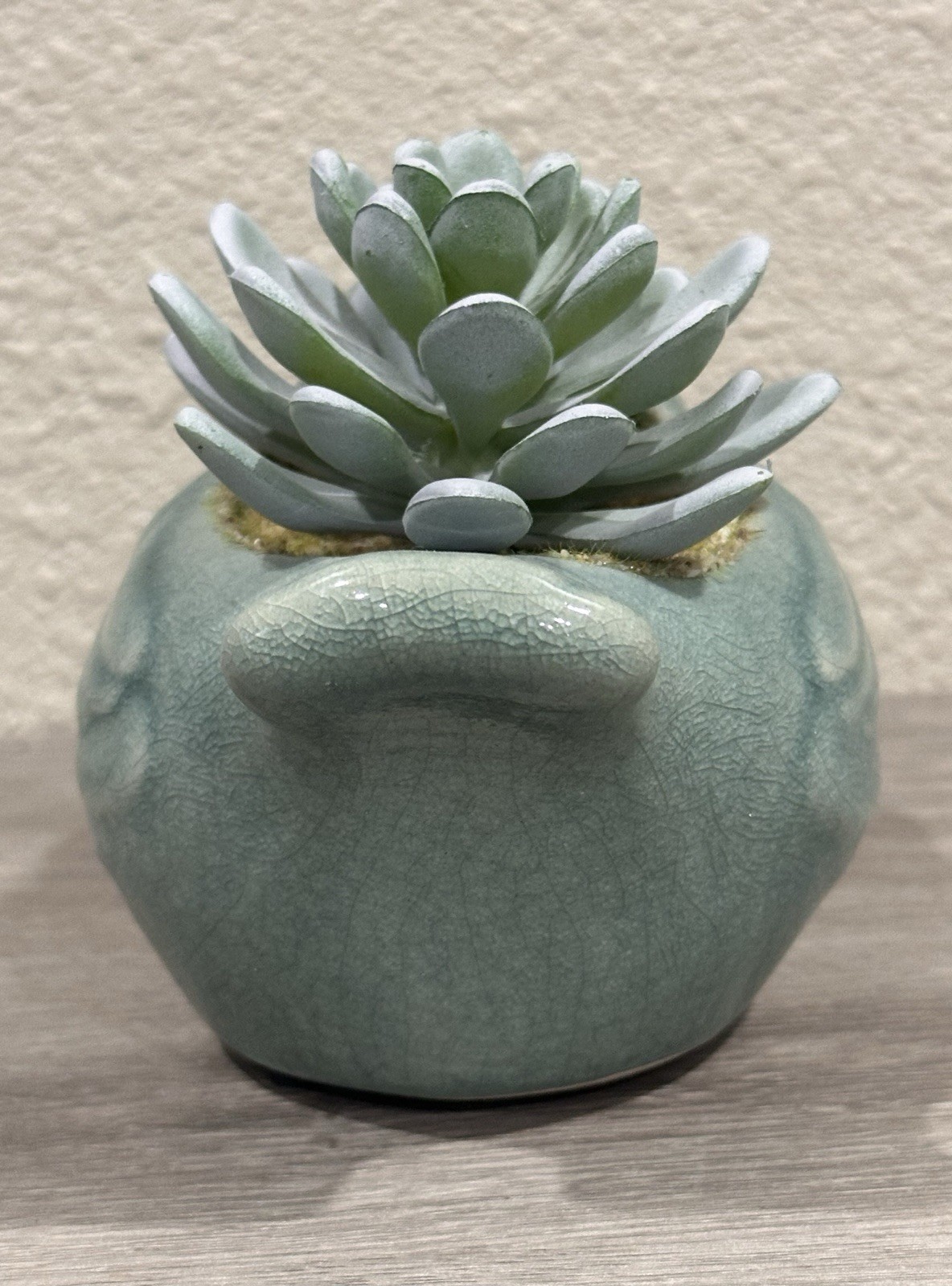Ceramic Bird Figurine Succulent Planter With Faux Plant & Crackle Glaze Finish