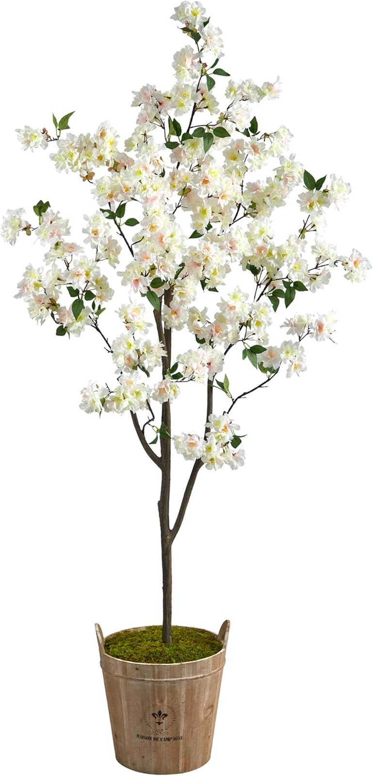 6Ft Cherry Blossom Artificial Tree with Rustic Farmhouse Planter