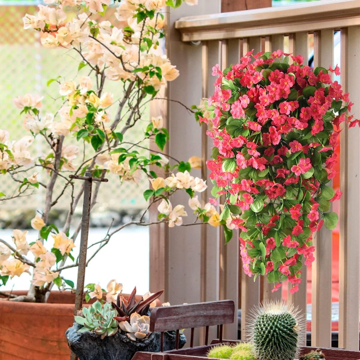 Realistic 2PCS Faux Silk Trailing Vines for Beautiful Outdoor Decoration
