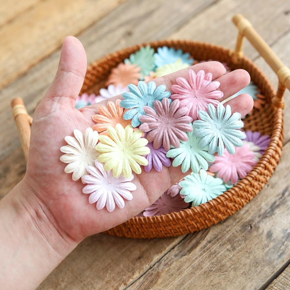 Artificial Flowers 100 Pcs Handmade Mulberry Paper Daisy Petals 40x40mm Mulberry