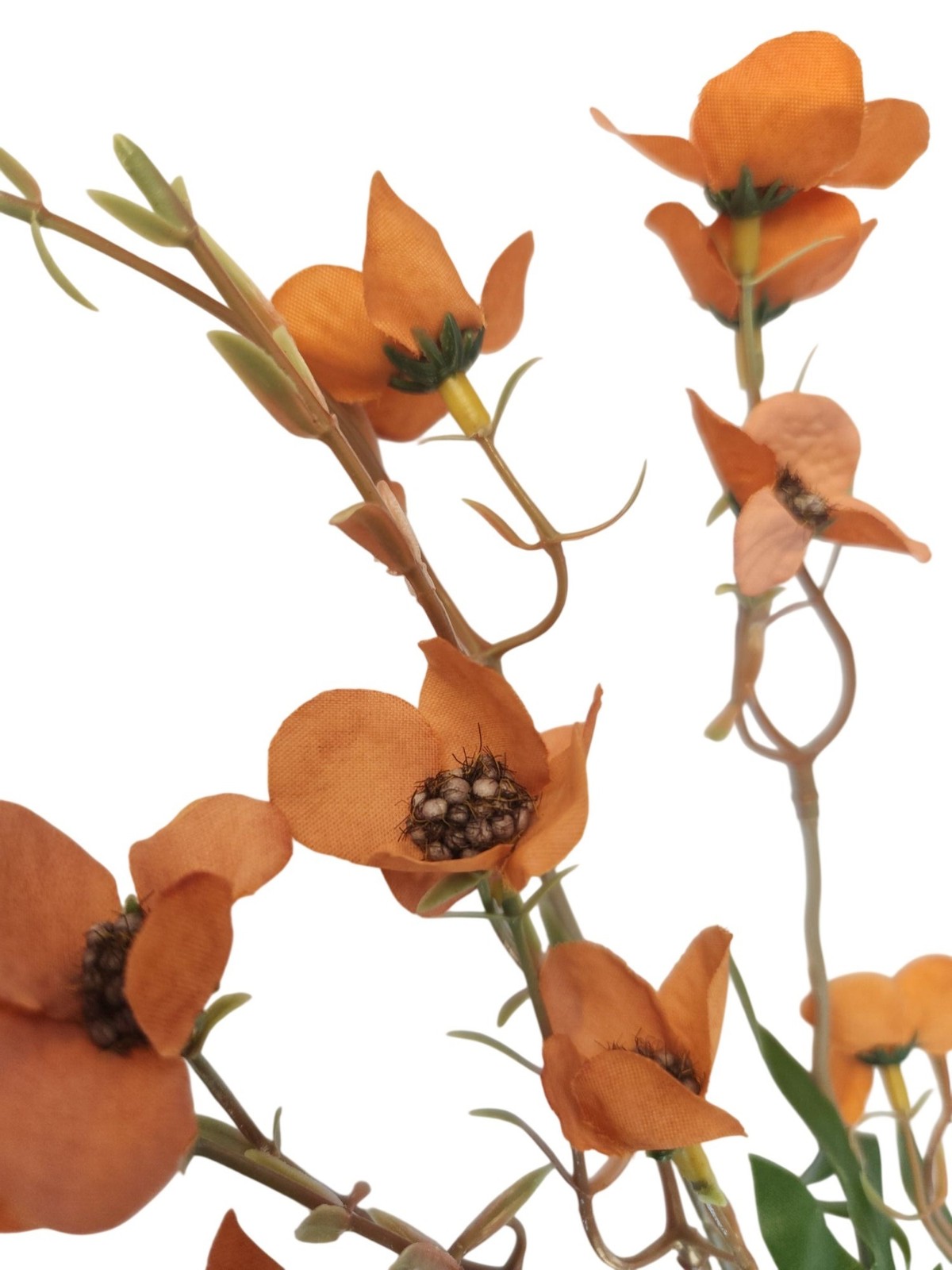 Terracotta Coral Dogwood Stems Faux Wax Flower Burnt Orange Floral Fall Decor 24