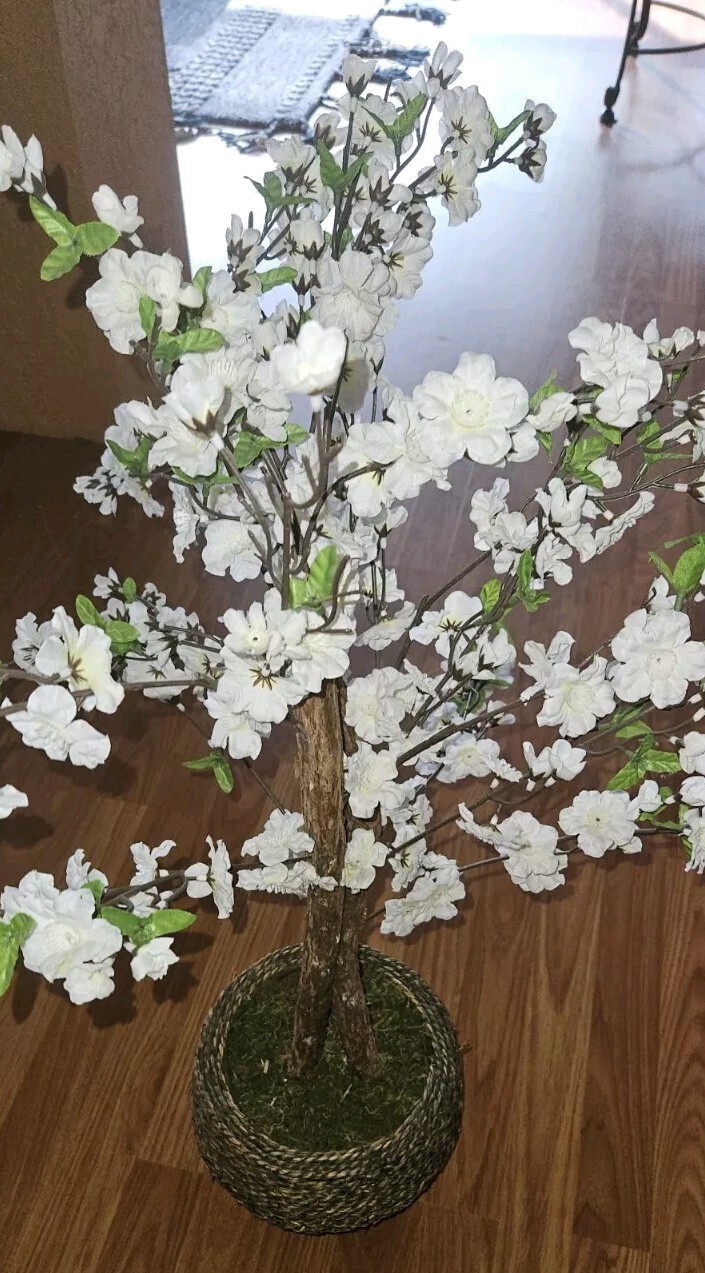 Artificial Faux Flower Cherry Blossoms In Pot 32Hx20L