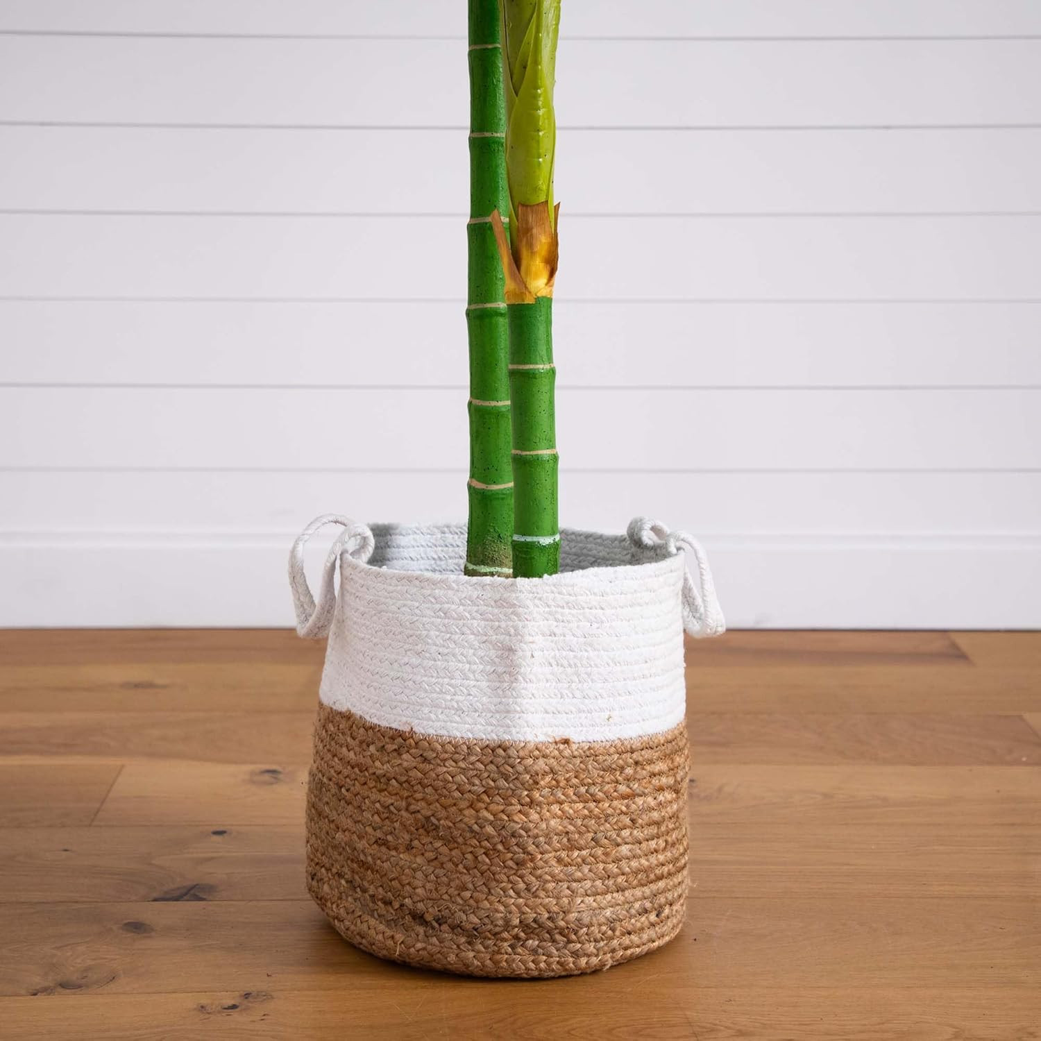 8Ft Golden Cane Artificial Palm Tree with Handmade Cotton Planter