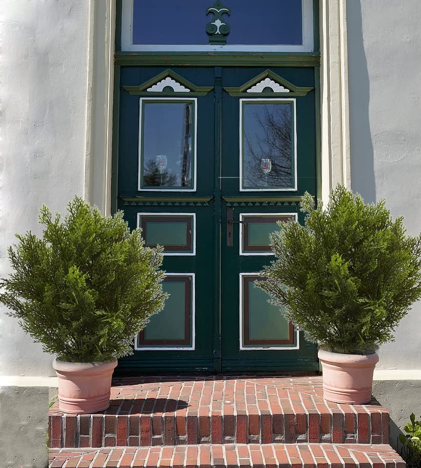 —33Inch/2.6 FT Outdoor Artificial Boxwood Garden Torch Shaped Topiary Tree Ar…