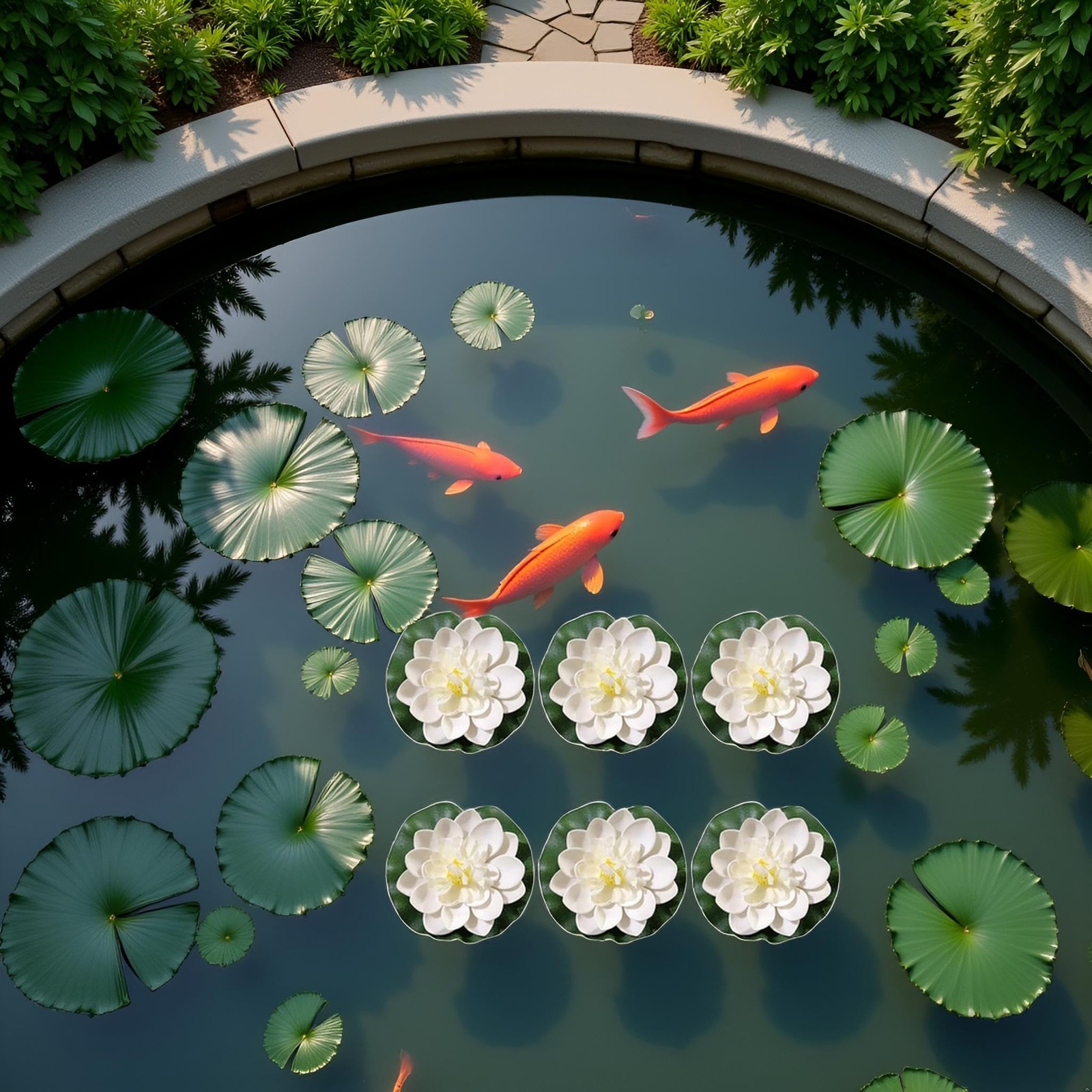 6Pcs White Artificial Lotus Flowers Large Floating Faux Lotus Water Lily Flow…