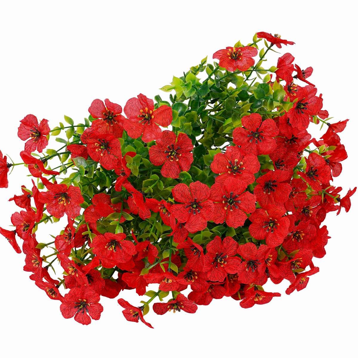 Artificial Flowers Ground Stake Patio Garden Decor Plastic Violet Bushes Plant