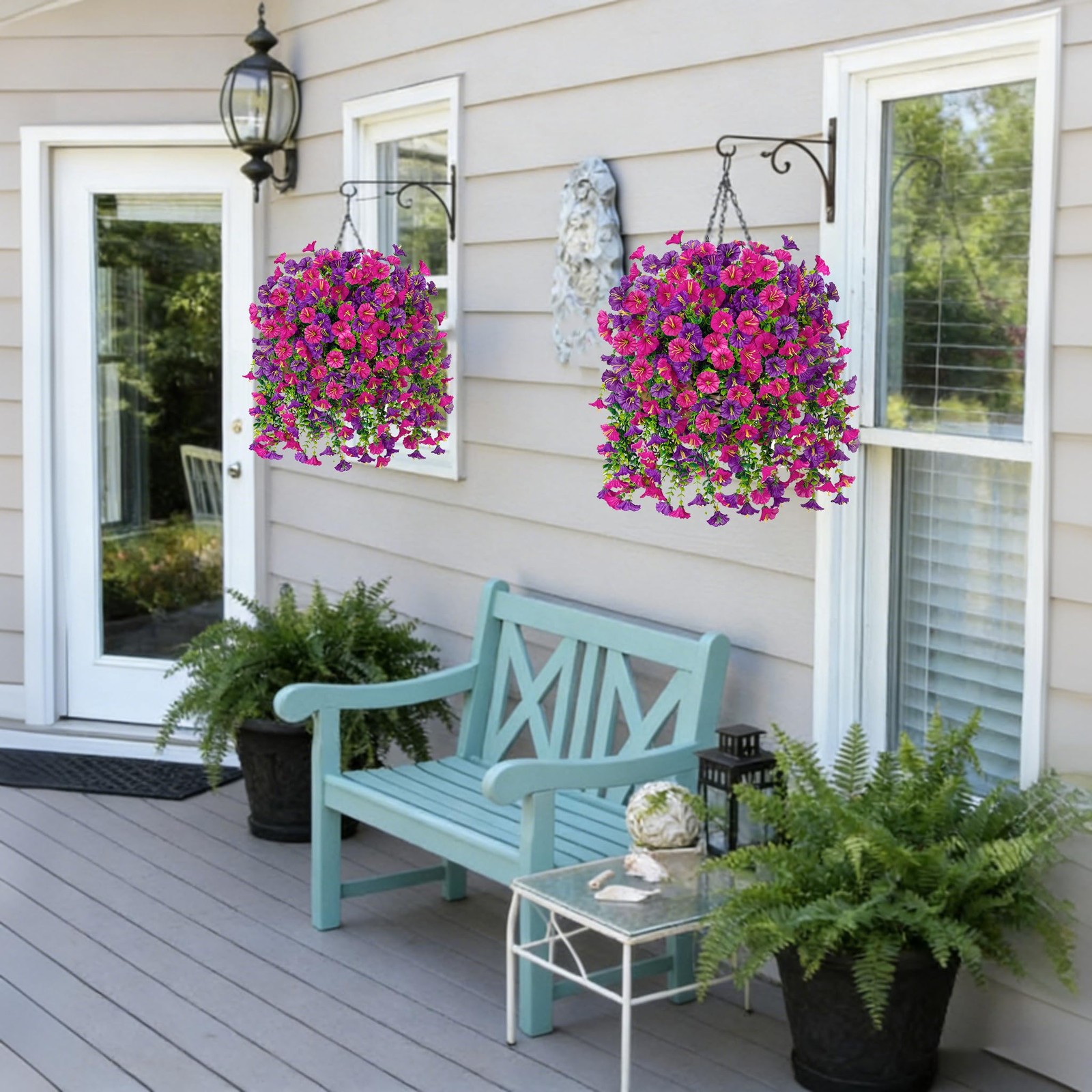 Ivydale 2 PCS Artificial Hanging Flowers Fake Plants Outdoor,Silk Morning Glo…