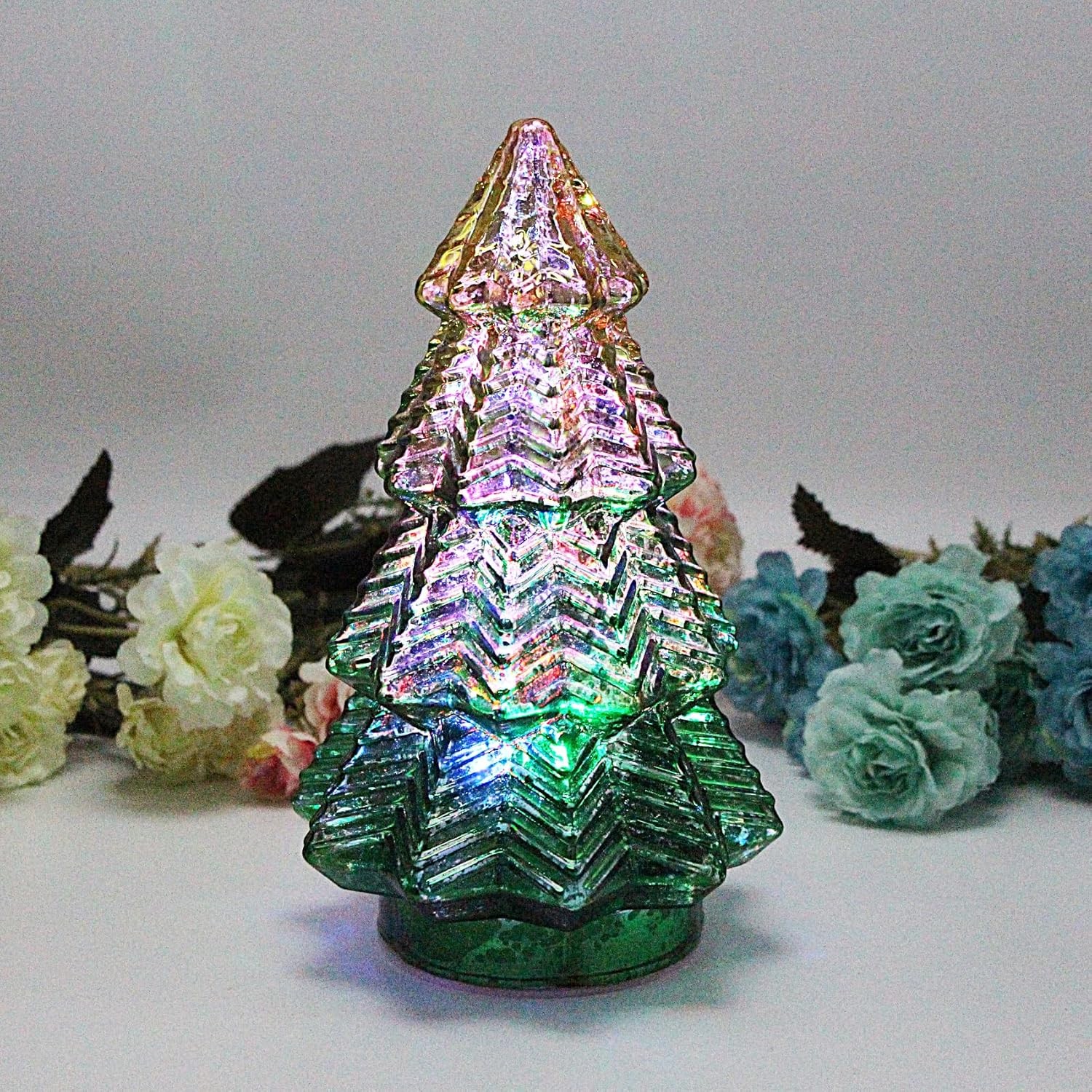 Christmas decor lamp,Mercury Glass Christmas Tree Lights,Lighted Swirling Col…