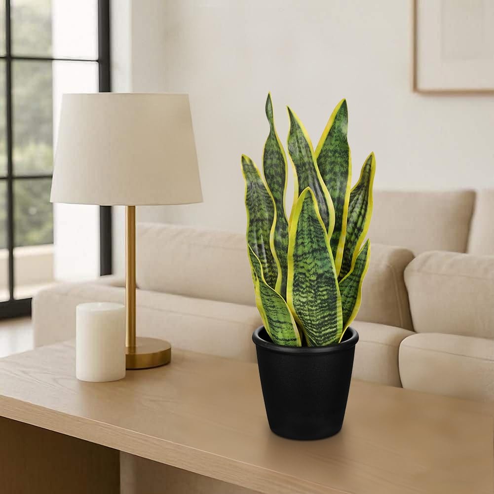 16.5″ Artificial Snake Plant Potted – Faux Sansevieria Trifasciata Plant Trop…