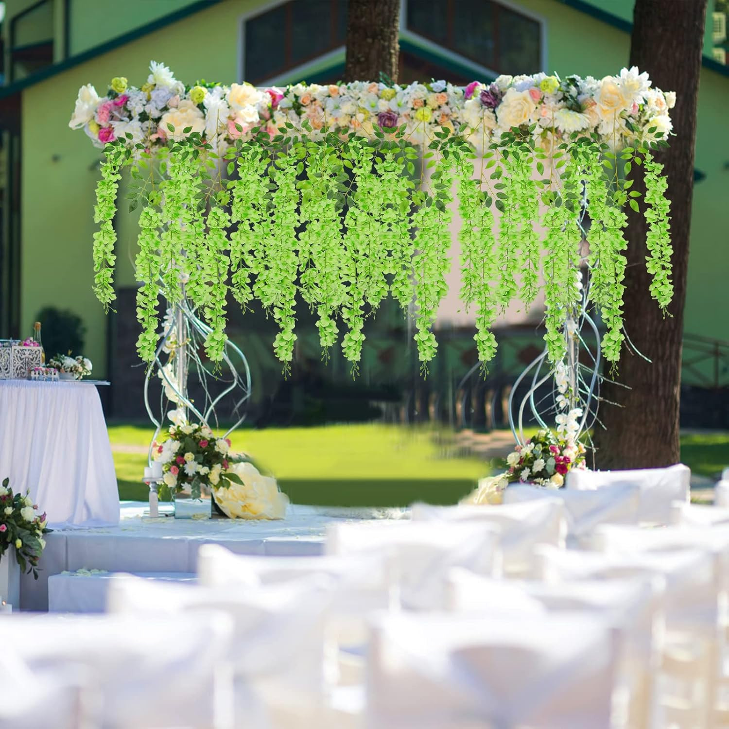 36 Pack Wisteria Vine Garland – 139ft Silk Flowers for Home & Wedding Decor