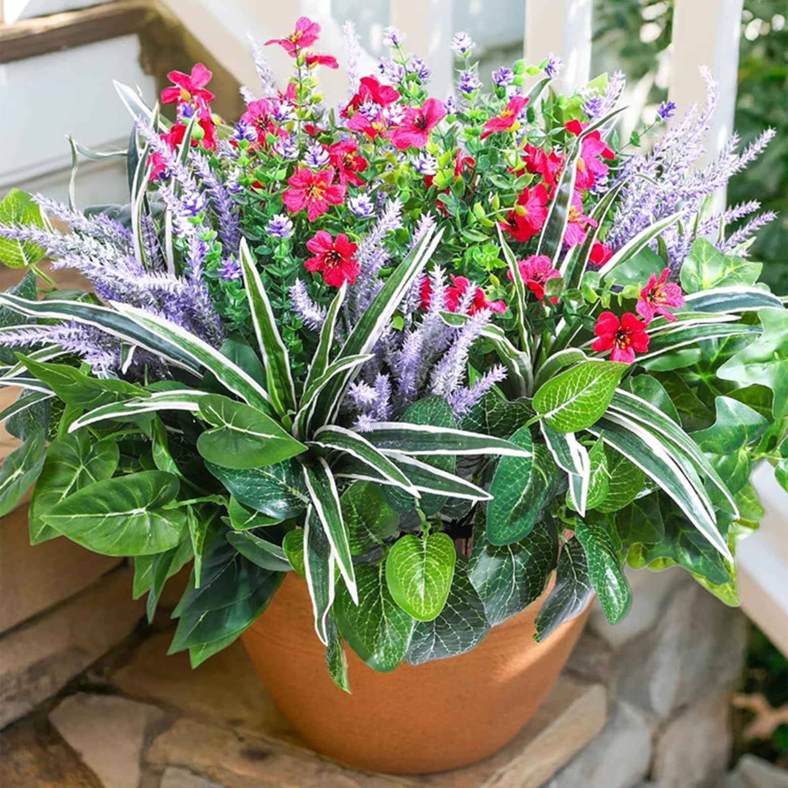 16 Bundles Artificial Plants for Outdoors, Realistic Faux Bushes Mixed Fake P…