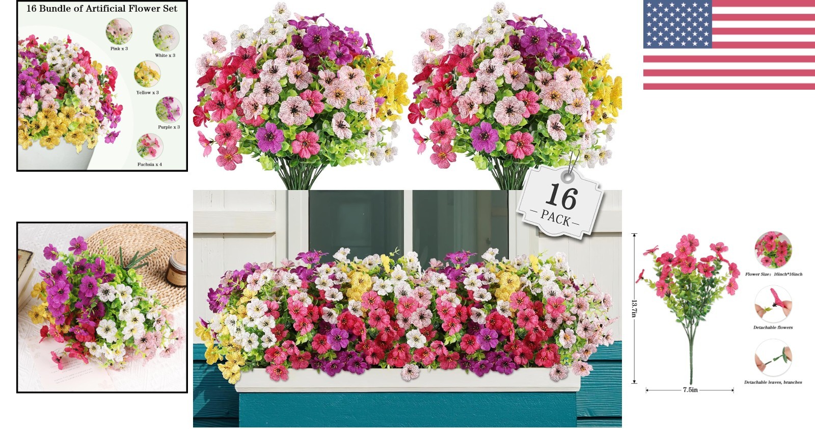 Realistic Eucalyptus Artificial Flowers – 16 Bundles for Indoor/Outdoor Elegance
