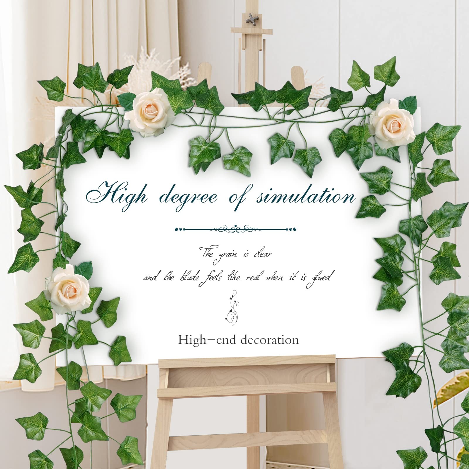 Artificial Ivy Garland 7.2FT Each 80 Leaves 12 Pcs Waterproof for Wall Decor