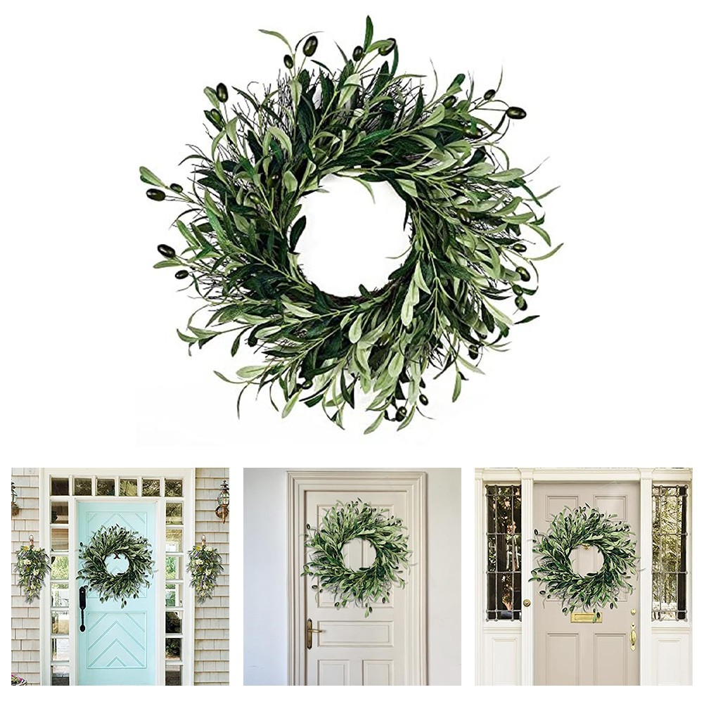 Yearround Eucalyptus Olive Wreath Charming and Colorful For Front Door Decor