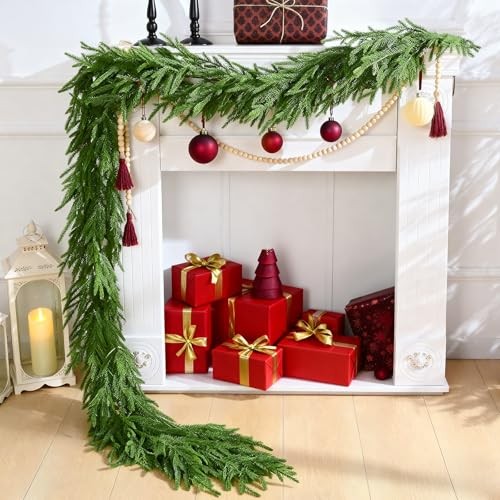 Artificial Norfolk Pine Garlands, Christma Real Touch Winter Pine 9Ft 1