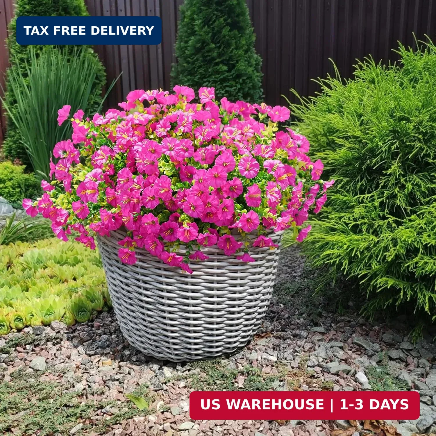 Artificial Flowers Fake Plants for Outdoors Decoration, 12 Bundles Silk Morning