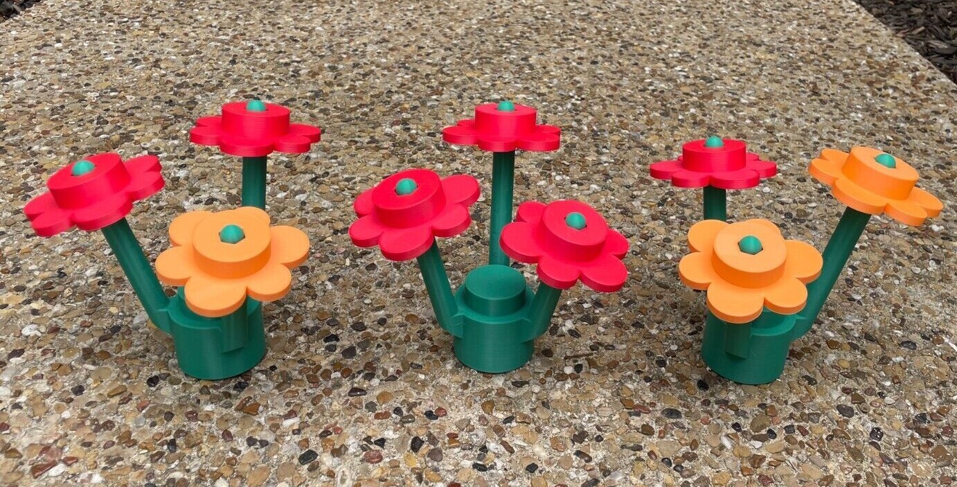 NEW Large Scale Building Bricks Flowers Jumbo Size Floral Bouquet 3D Printed NEW