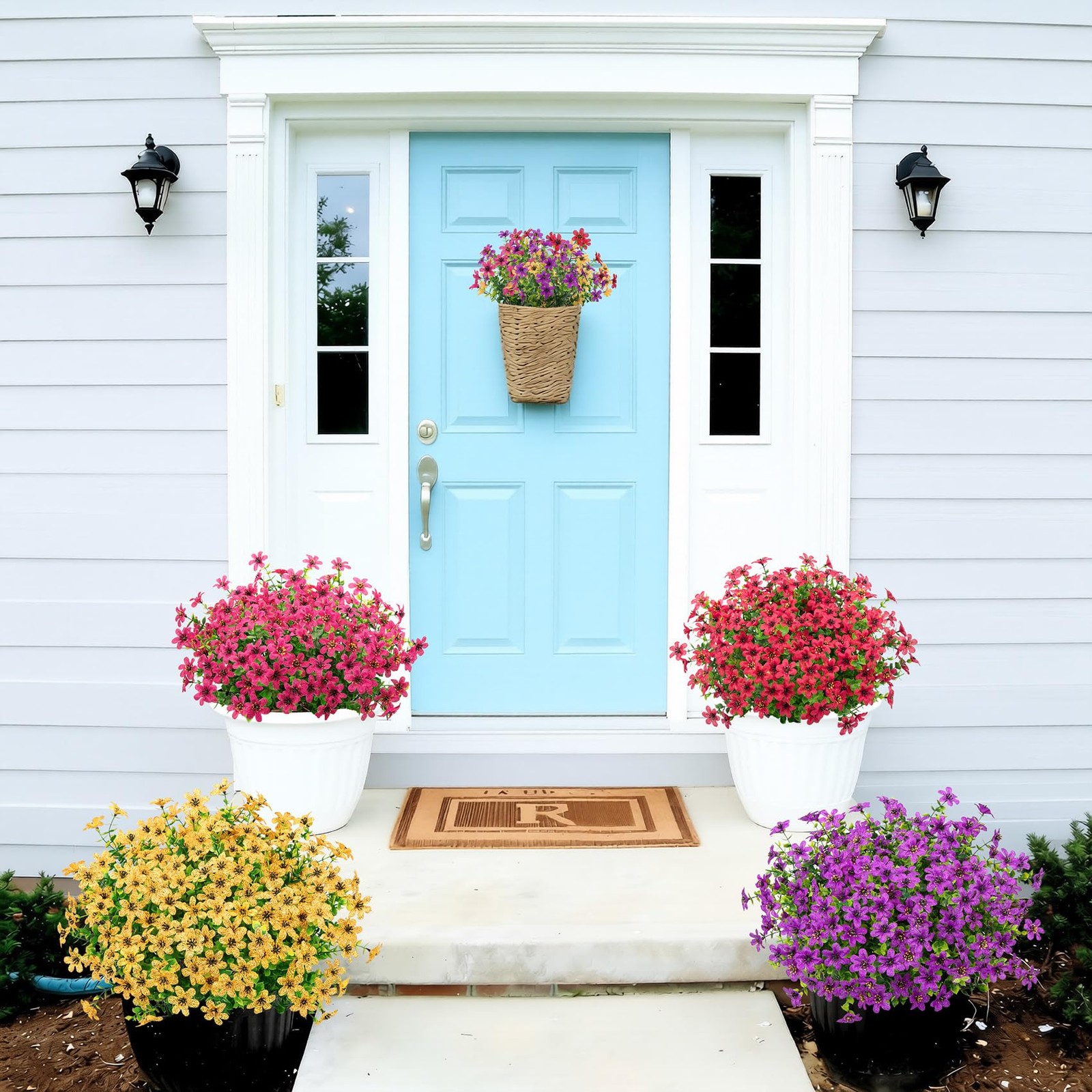 20 Bundles Artificial Flowers for Outdoors Decoration, UV Resistant Home Decor