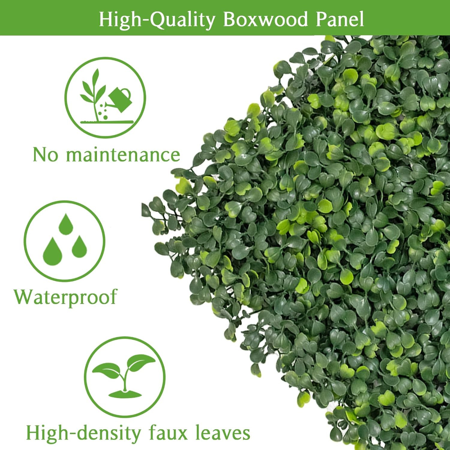 Grass Wall Panels 12 PCS 10″x 10″ Artificial Boxwood Panels with 50 Zip Ties, Fa