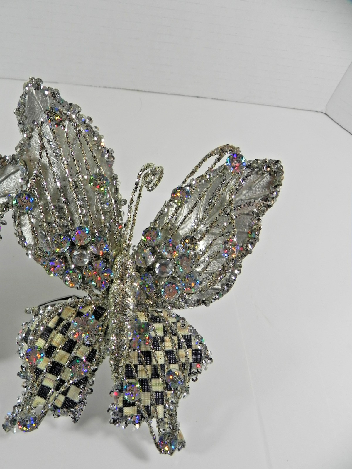 Mackenzie Childs 5″ Silver Butterfly Clip On Set of 2