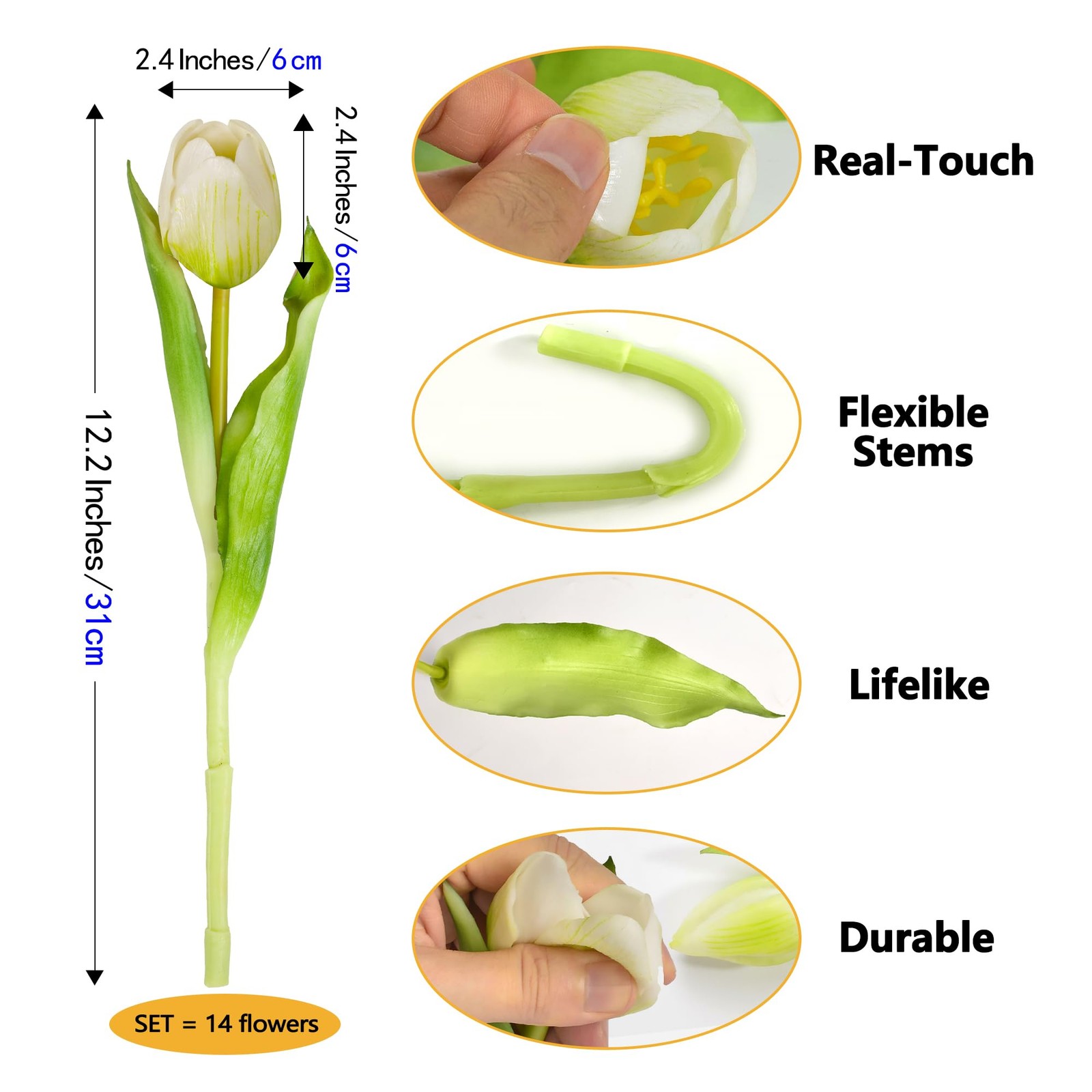 Tulip Artificial Flowers Bulk Faux Bouquets 12” Stems Wedding Table Centerpie…