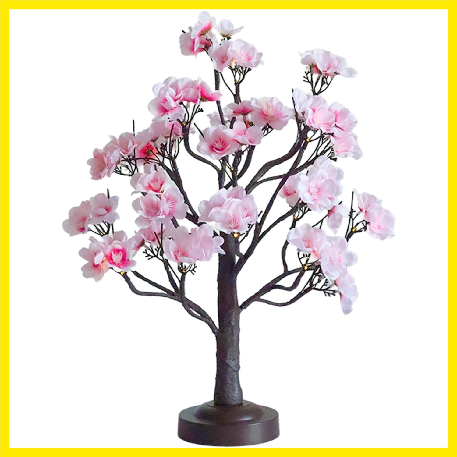 18 Inch Cherry Blossom Tree with Timer, Warm White Tabletop Spring Bonsai Tre…