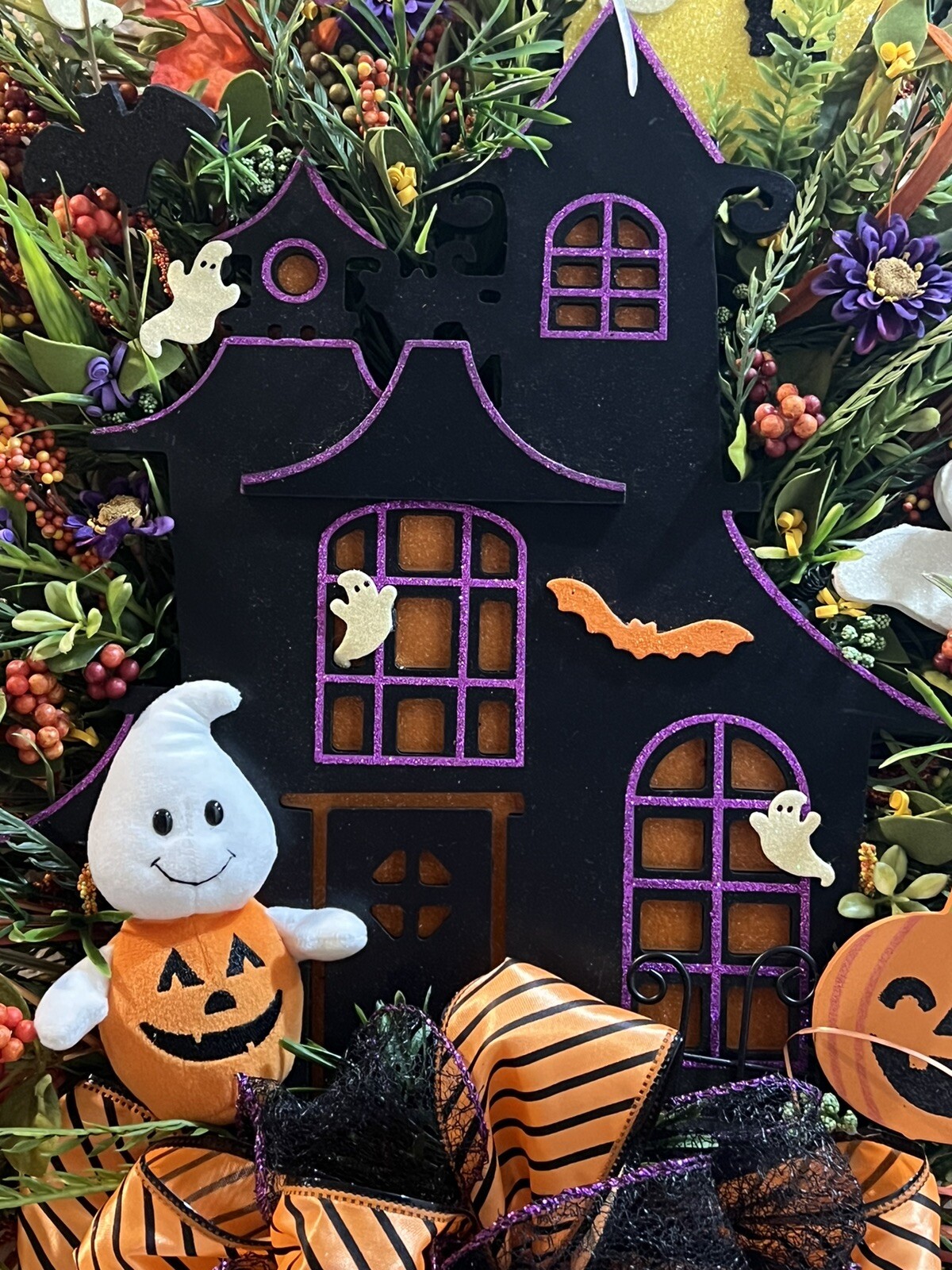 Haunted House Halloween Wreath EUC