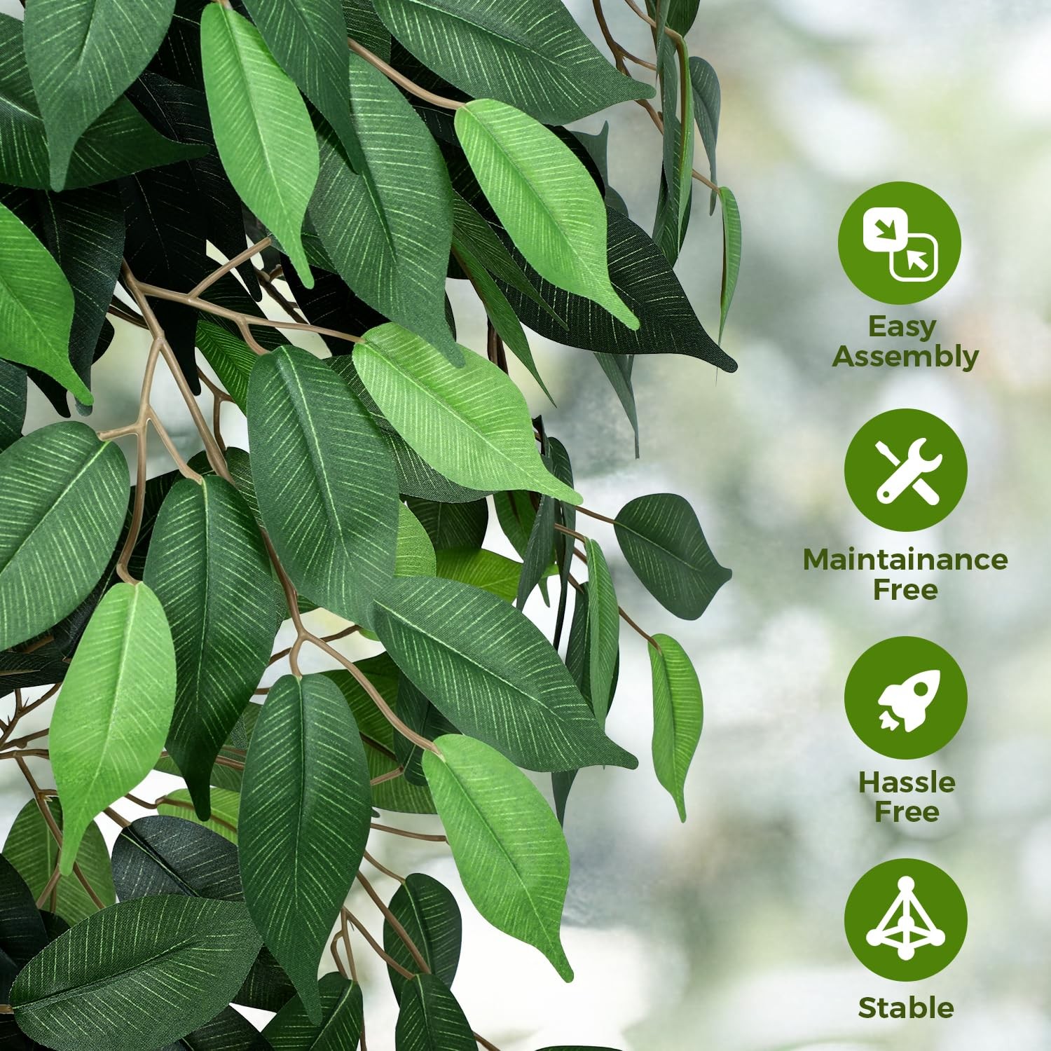 5FT Artificial Ficus Tree, Tall Faux Trees Indoor with White Planter, Dried M…