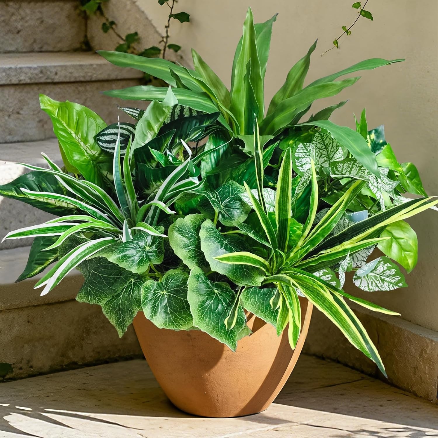 Artificial Plants for Outdoors Faux Greenery Leaves UV Resistant Realistic Pl…