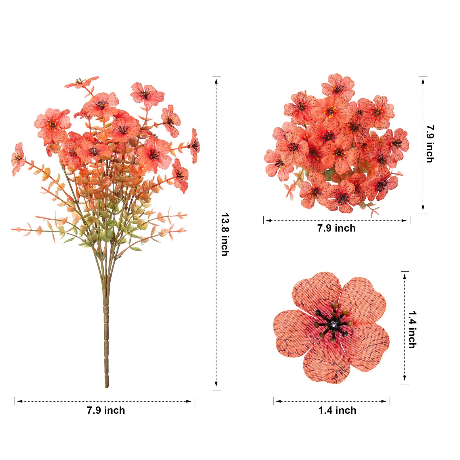 12 Bundles Artificial Fall Flowers – Faux Mums with Eucalyptus for Home Decor