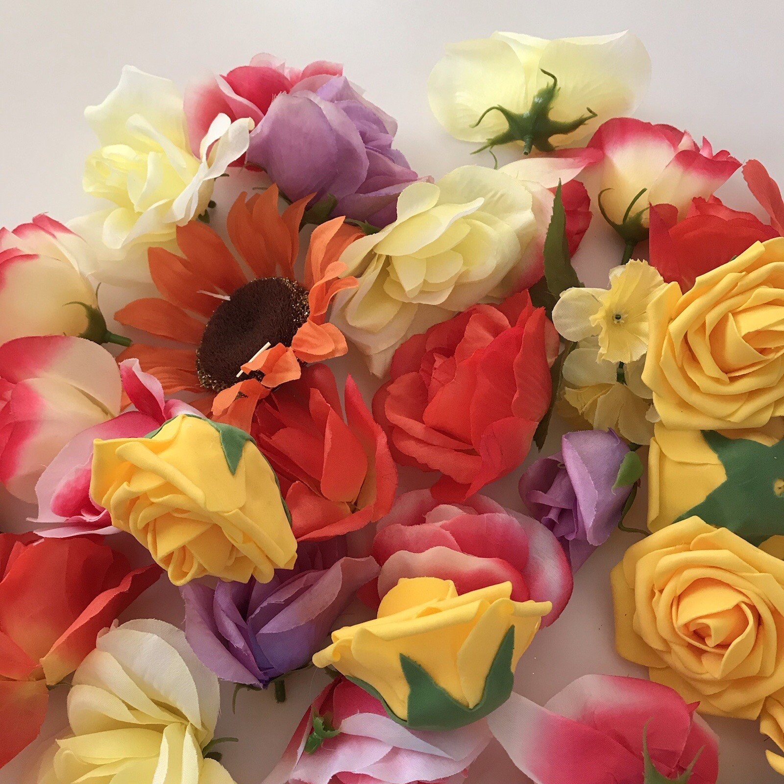 LOT 40 Faux Flowers CRAFT Deconstructed Flowers Fake Rose Foam Fabric Wreath