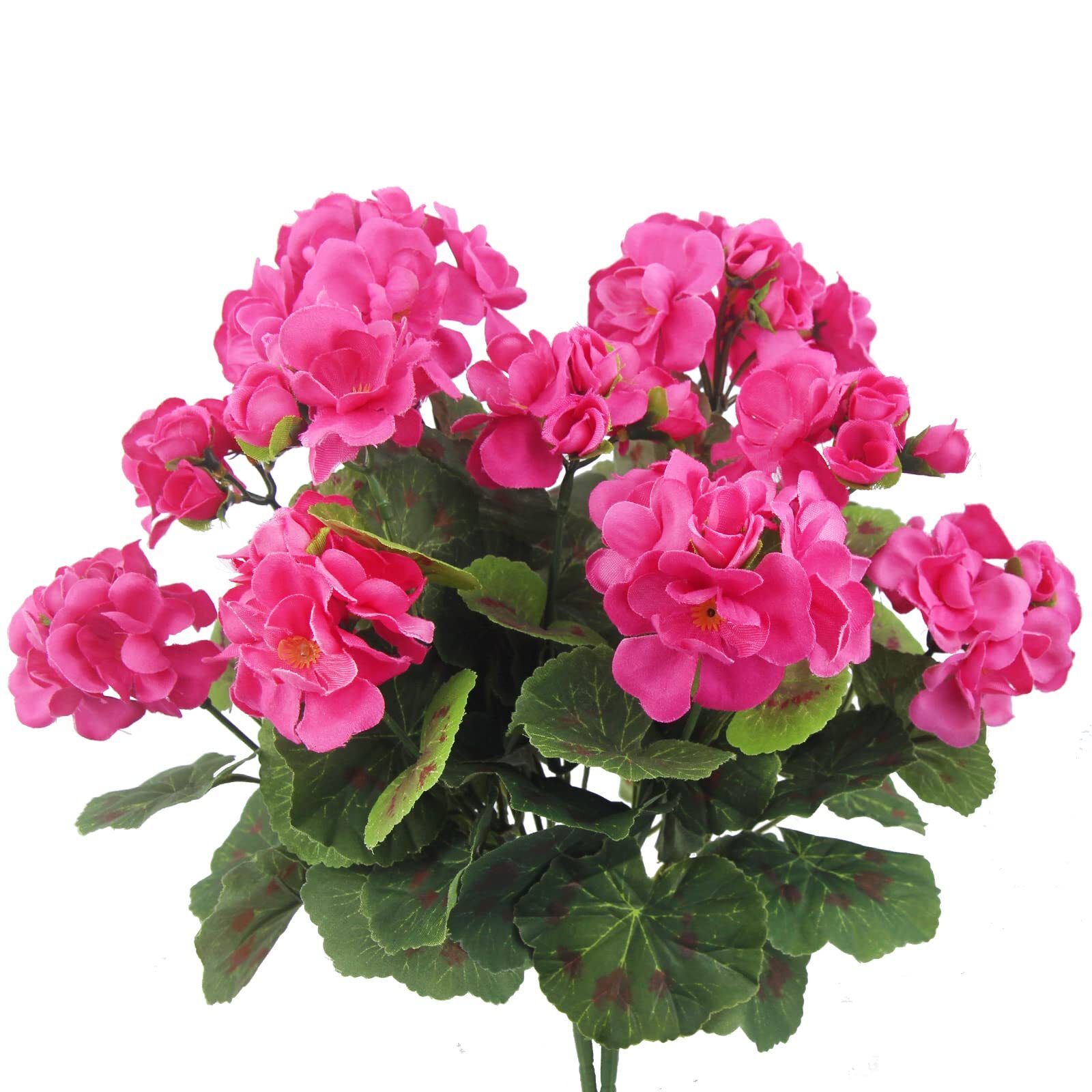 2 Pcs Artificial Geraniums Silk Flowers Outdoor Artificial Geranium Bush Rose