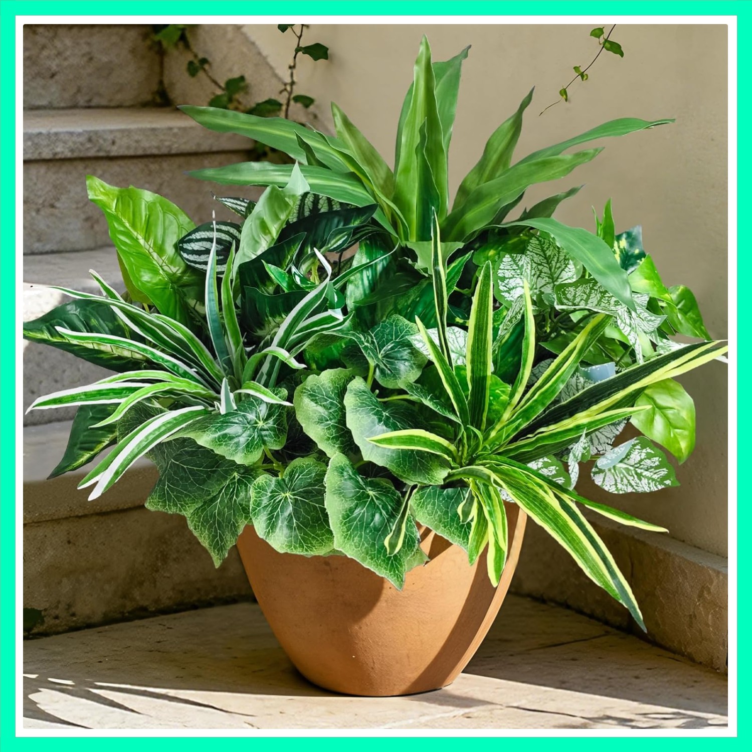 Artificial Plants for Outdoors Faux Greenery Leaves UV Resistant Realistic Pl…
