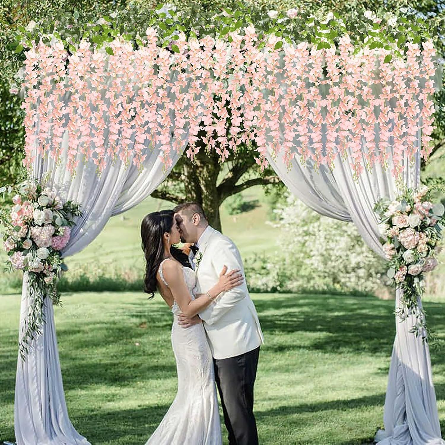 Wisteria Hanging Flowers 24 Pack Artificial Garland Silk Vines