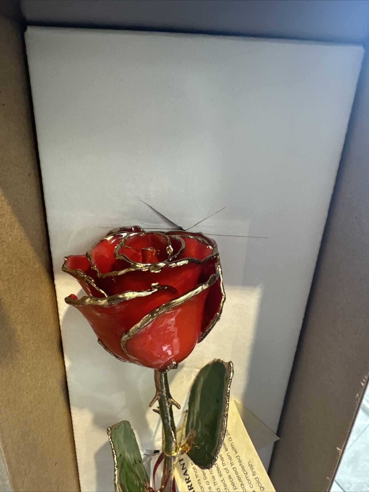 Real Rose Dipped 24K Gold with Crystal Glass Prism Bud Vase
