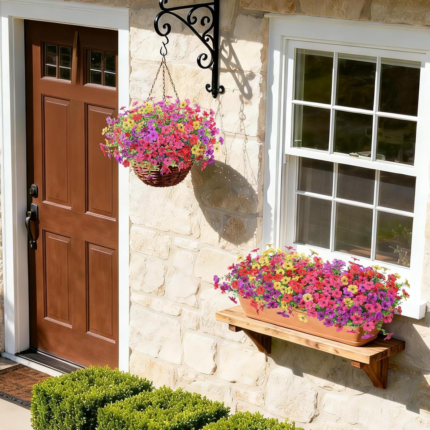 Artificial Faux Flowers Plants for Outdoors outside Spring Summer Decoration,12