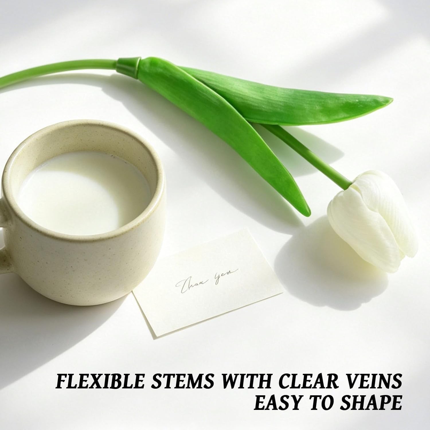White Artificial Tulips Flowers,20 PCS PU Fake Tulips for Outdoors & Indoors,…