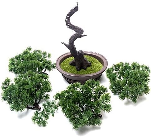 Artificial Bonsai Pine Tree, 11Inch Faux Potted Plant Desk Display Fake Tree Pot