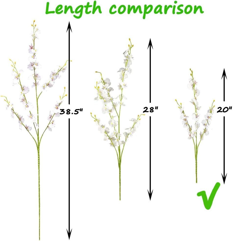 Versatile 20” Silk Orchid Flowers Set of 10 – Ideal for Garden & Office Decor