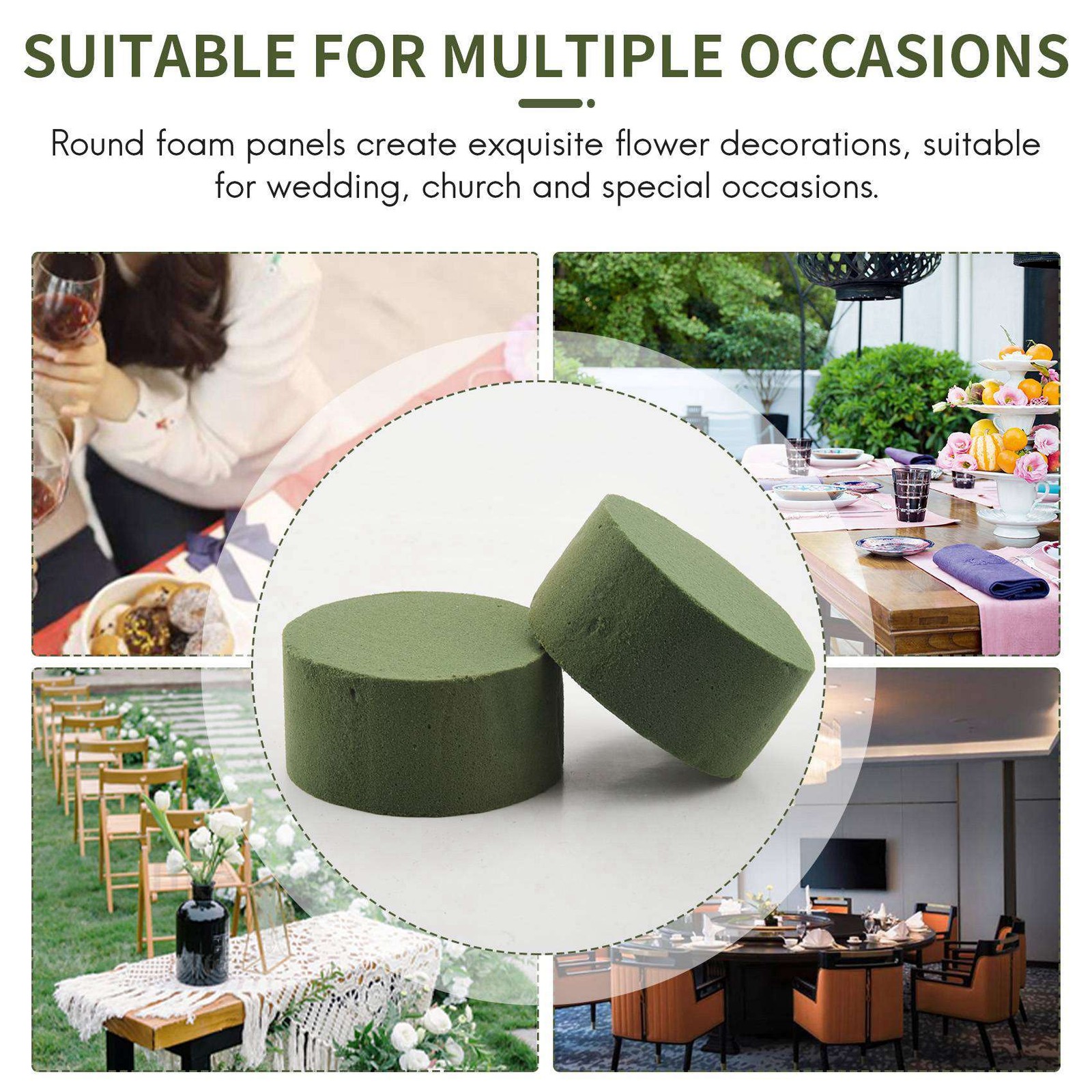 8 Pack DIY Flower Arrangement Kit Green Round Wet Floral Foam, Wedding8811