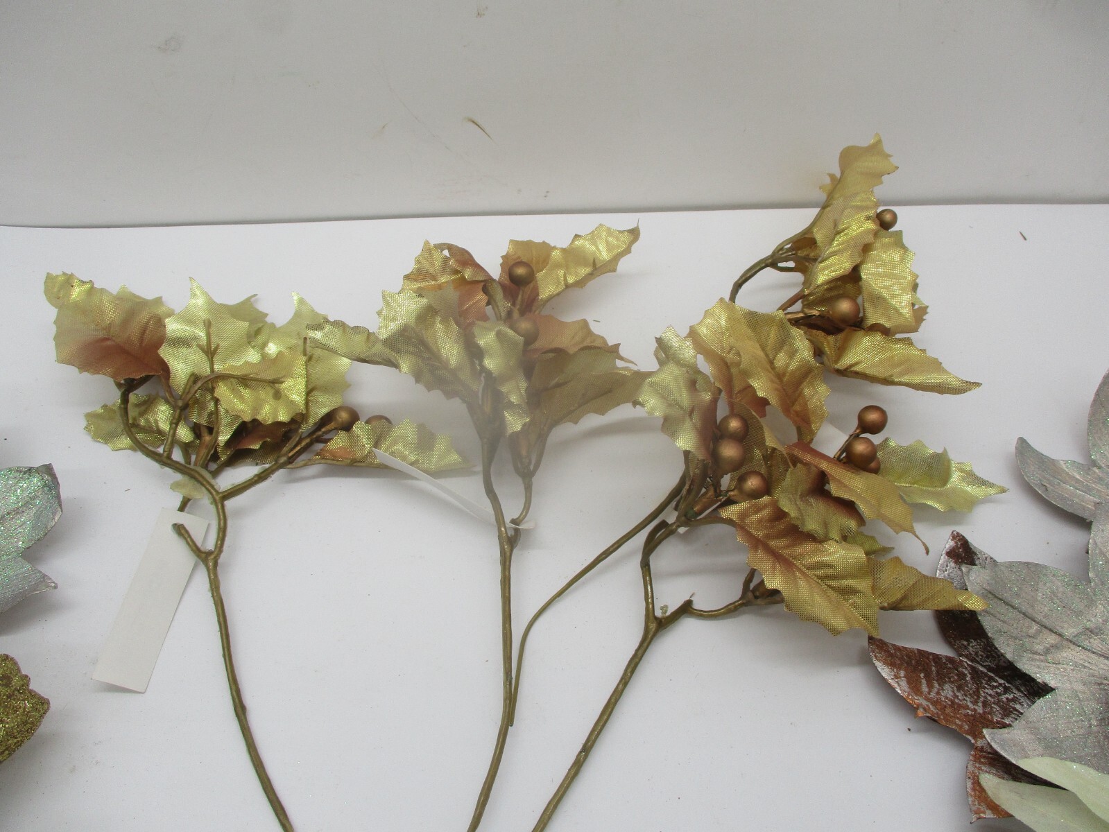 Christmas Flowers, Gold Cloth, Fake Acorns, Etc