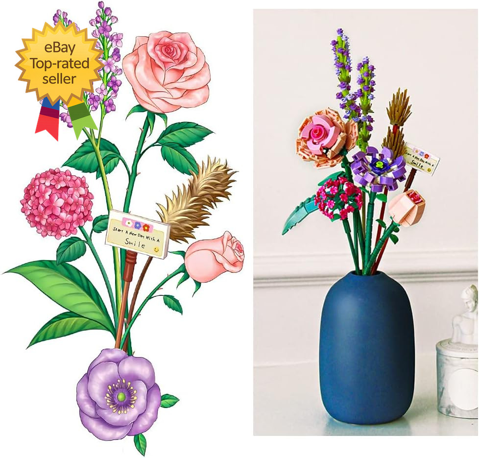 Mini Bricks Flower Bouquet Building Sets Artificial Flowers Decoration Home