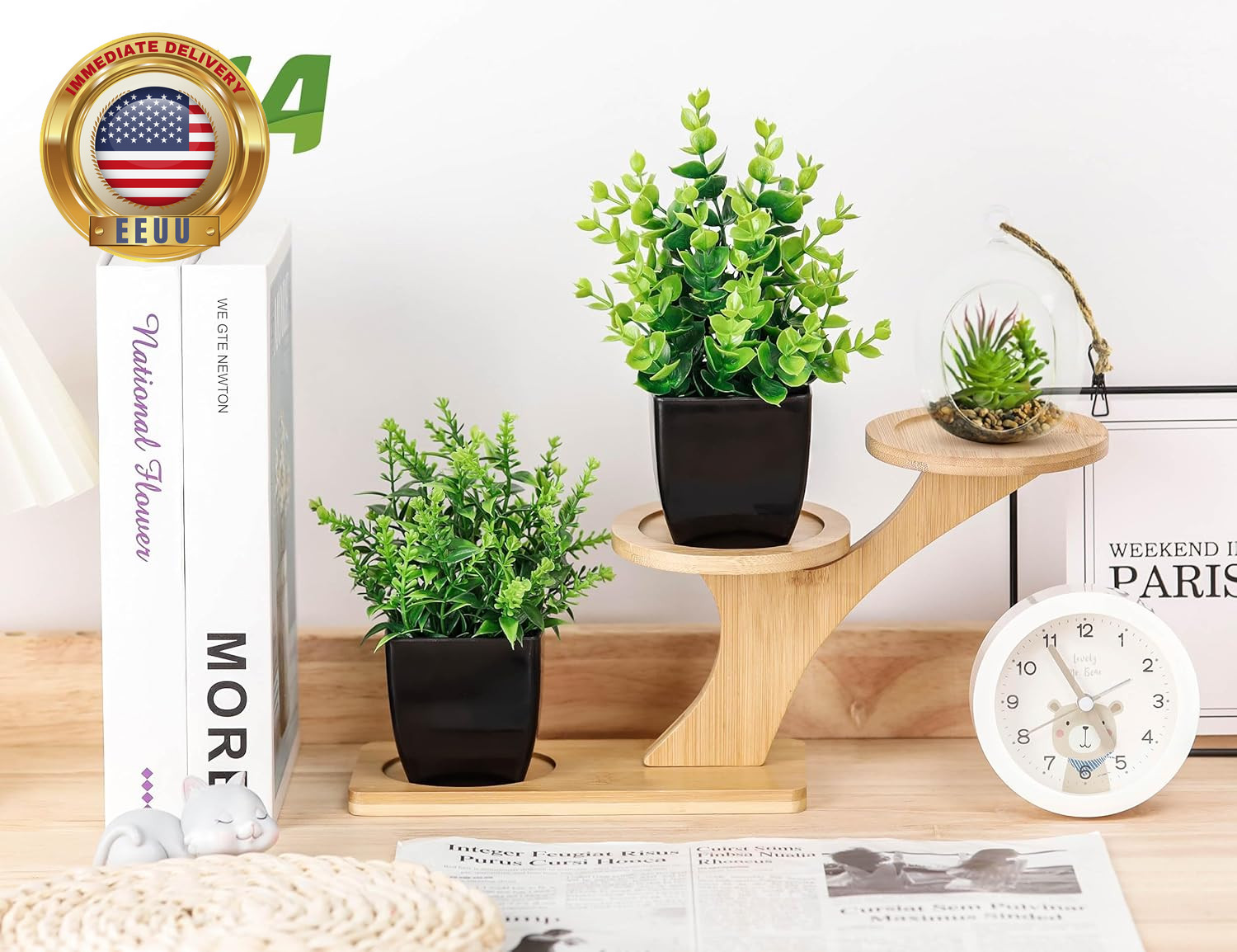 2 Pack Small Fake Plants Black Bathroom Accessories for Home Bedroom Bathroom Ki