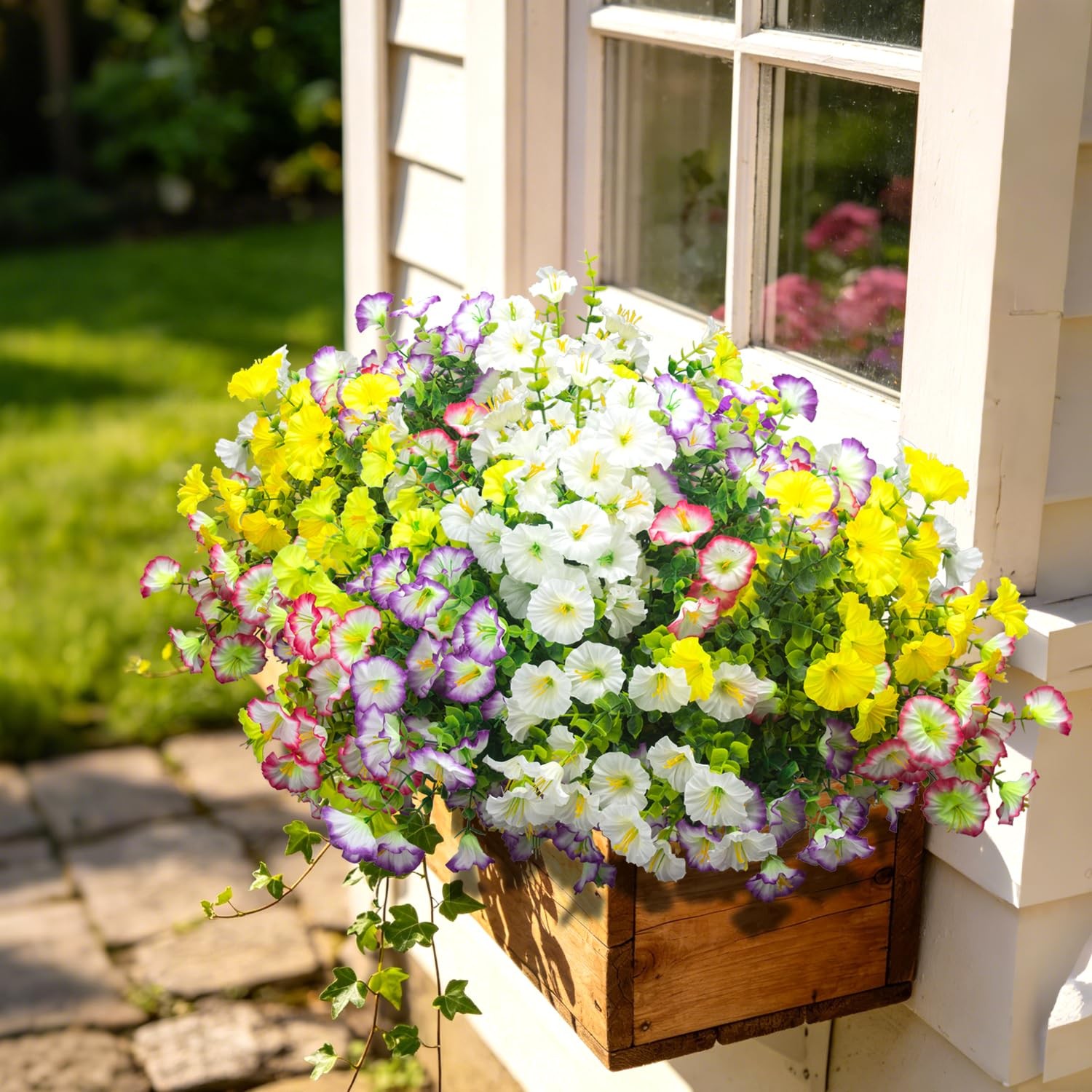 16 Bundles Artificial Flowers for Outdoors Fake Plants Outside Decoration, Mo…