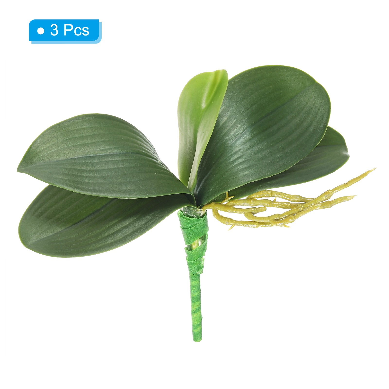 3pcs, 8.66 Inch Faux Orchid Leaves 5 Petals Artificial Leaf with Stems
