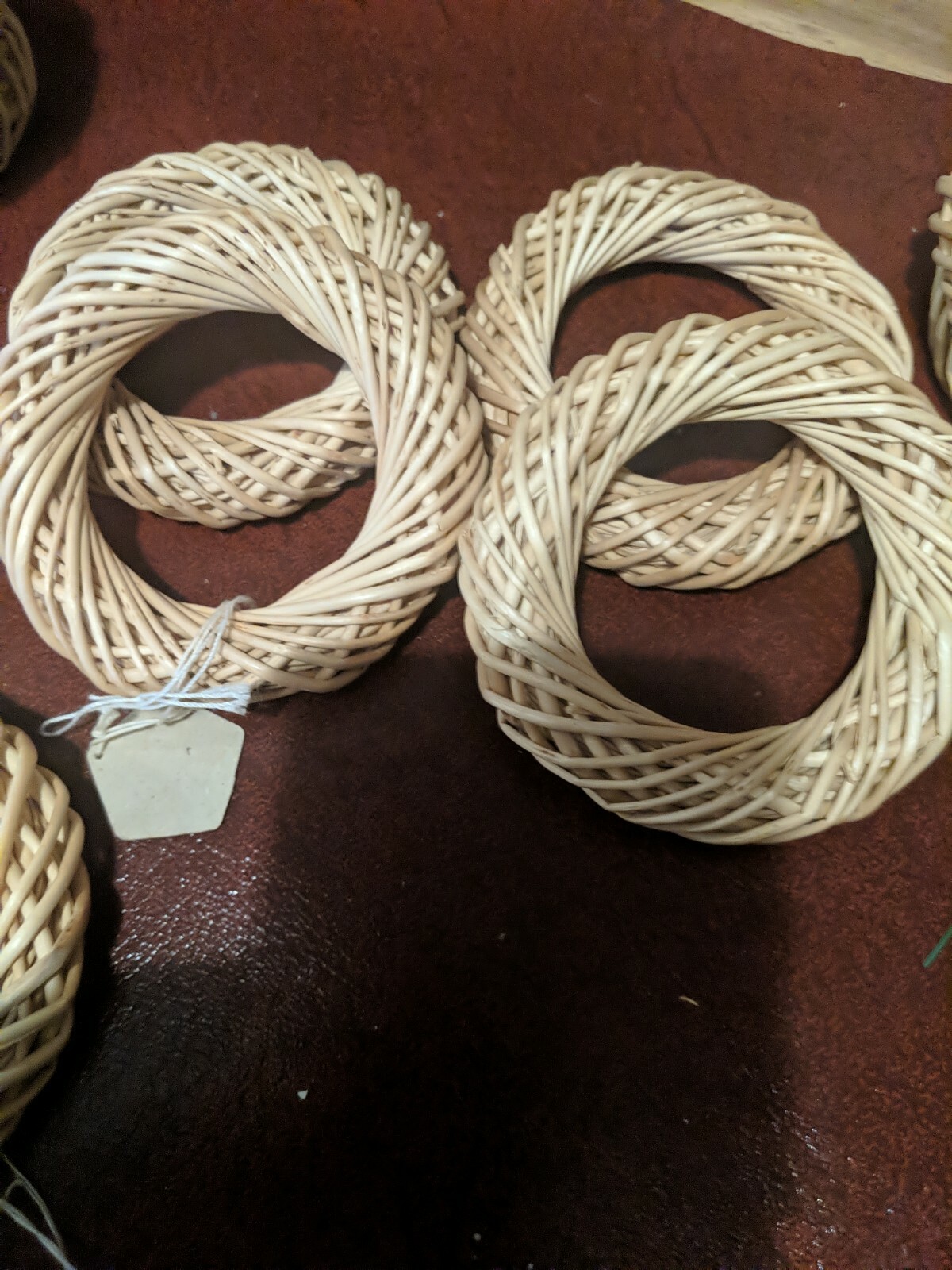Set of 4-Bleached Willow 3 inch Wreaths New For Winter or Spring Decor