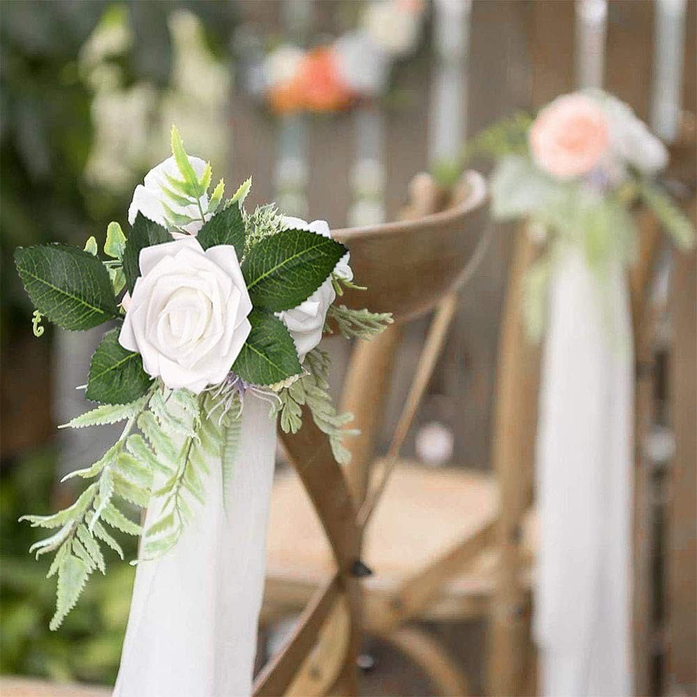 Awtlife 50 pcs Artificial Flower Rose and 15 Artificial Leaf for DIY Bouquets…