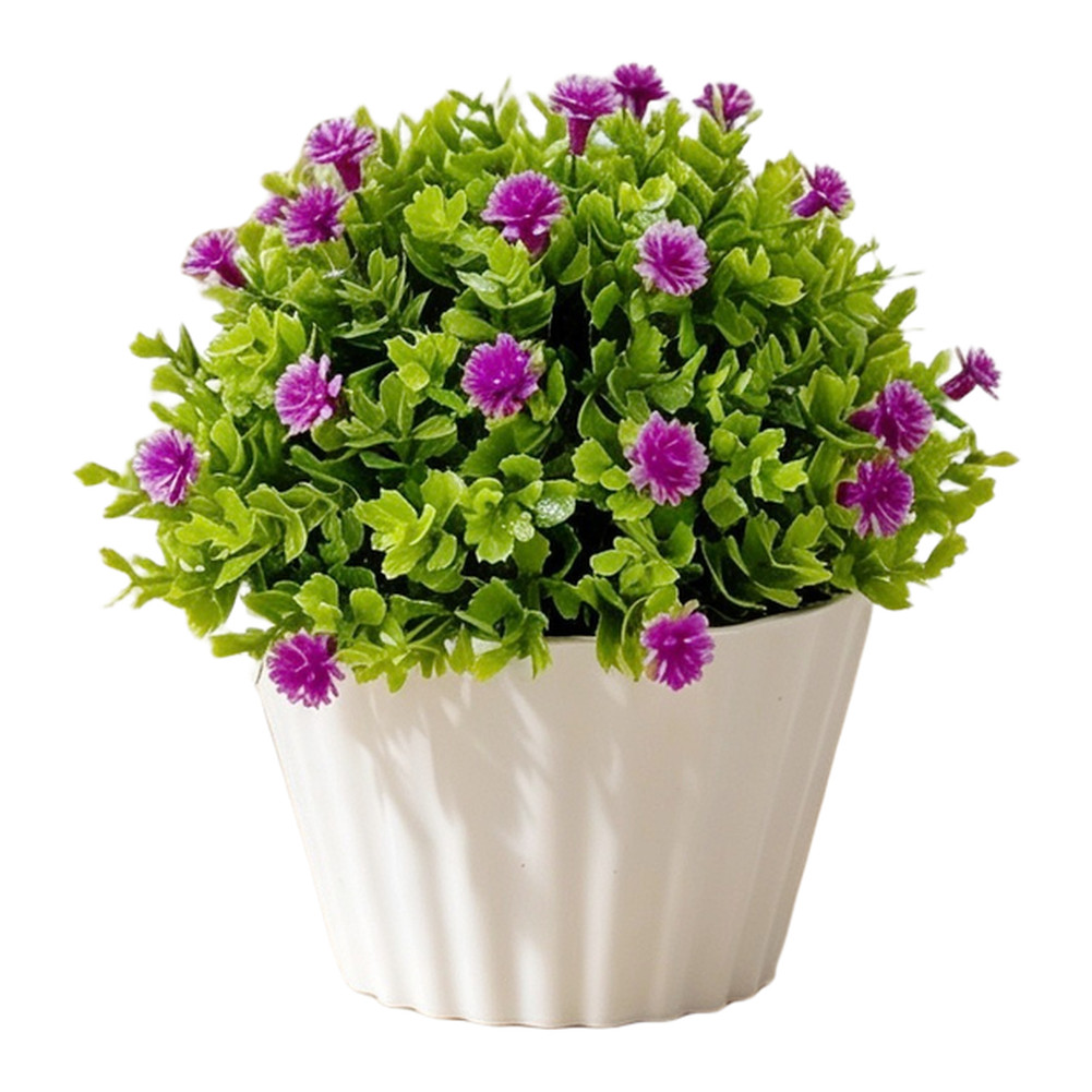 Artificial Mimosa Gypsophila Half Bonsai in Pot for Living Room Bedroom Decor